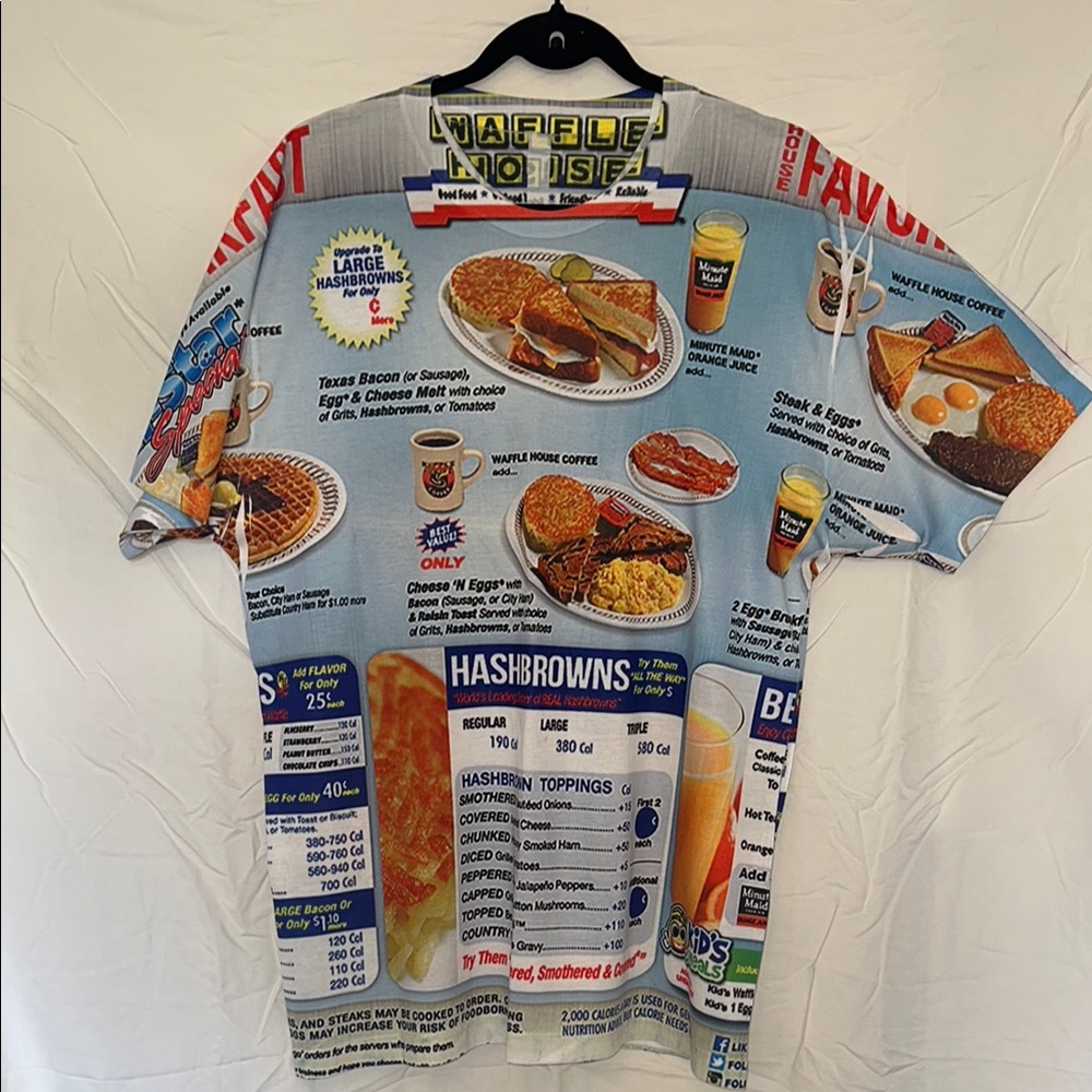 Graphic T-Shirt w/ Waffle House Sublimation Print (One of a kind!) Large